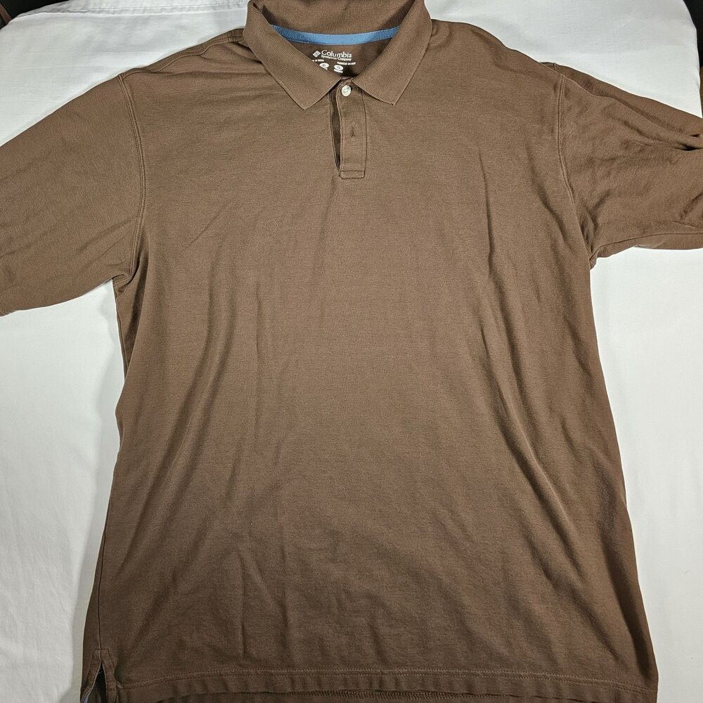 Columbia Polo Shirt Brown Size Extra Large Short Sleeve